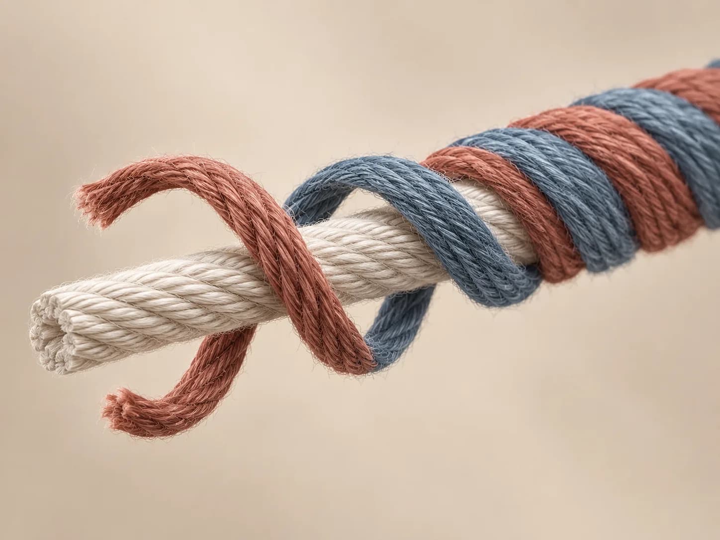Educational illustration of a core yarn with helical covering yarns