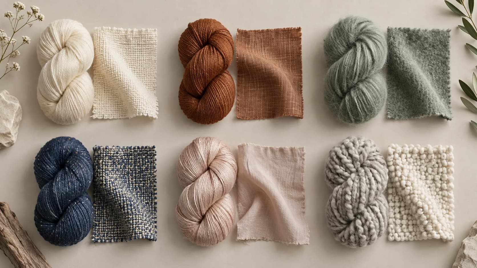 Brand visual of varied yarn and fabric material-combination directions
