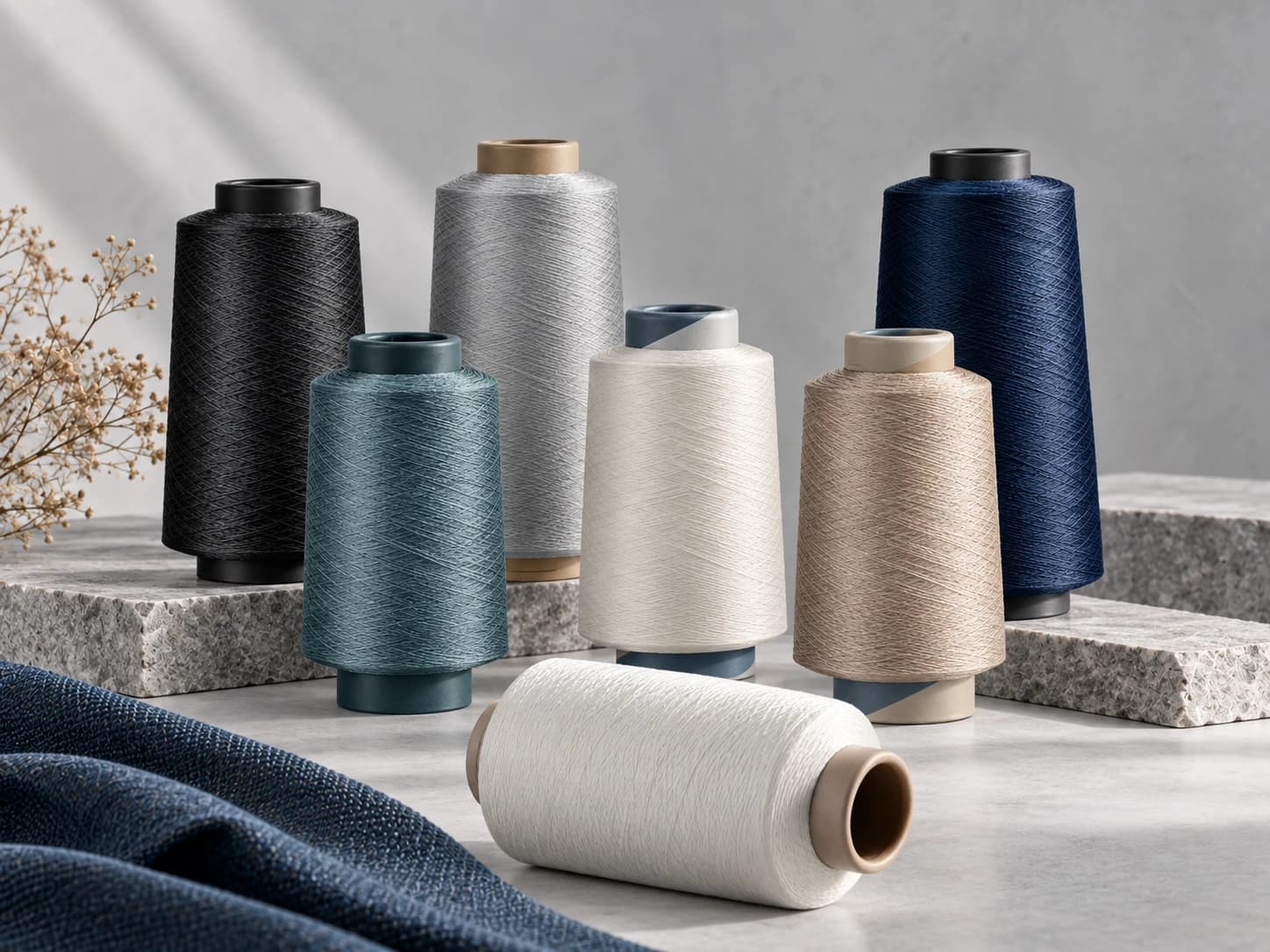 Brand visual of a premium yarn range in varied colors